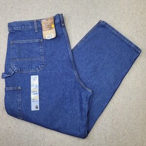 Carhartt B73 Double Knee Jeans Mens 46x32 Loose Fit Carpenter Work Pants Denim